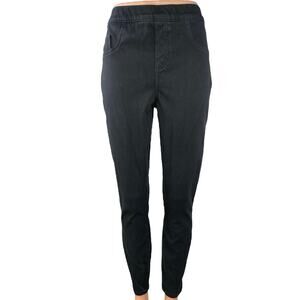 Spanx Black High Waist Tapered Stretch Pull On Ankle Jegging Denim Jeans Size L